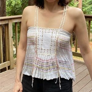 Free People New Romantics tank top - cream, multicolored with metallic
